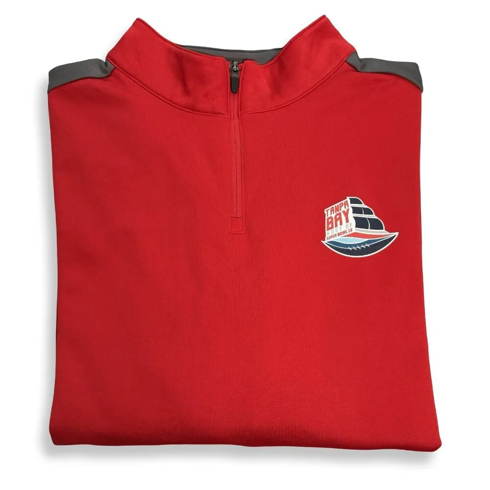 Tampa Bay Super Bowl LV Host Jacket Mens 3XL Red Gray NFL Ambassador Quarter Zip